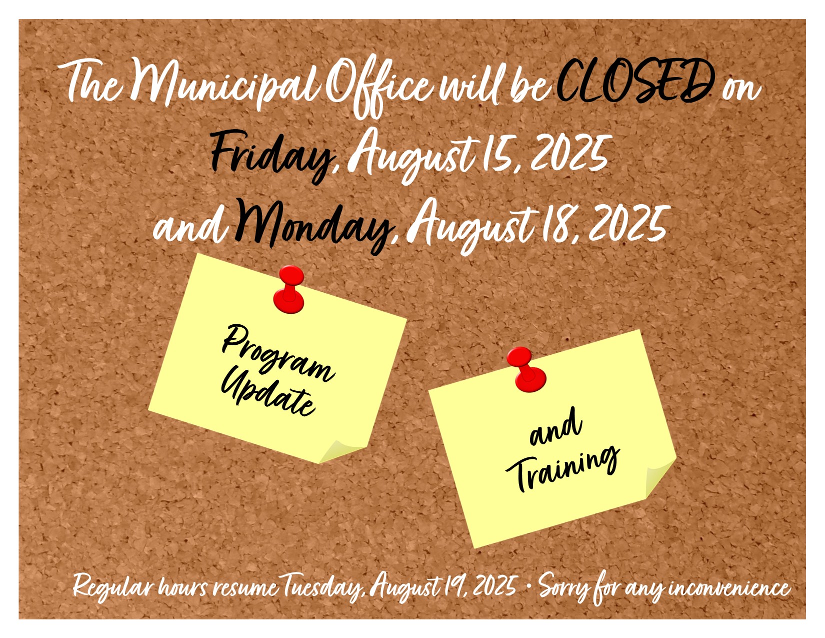 closed for training